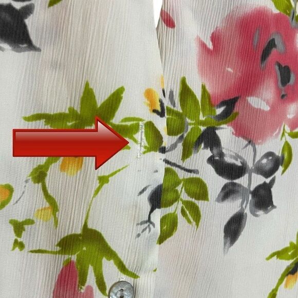 Laura Scott Button Up Blouse Women's 16 Multicolor Floral Print Top Lightweight - Picture 9 of 9